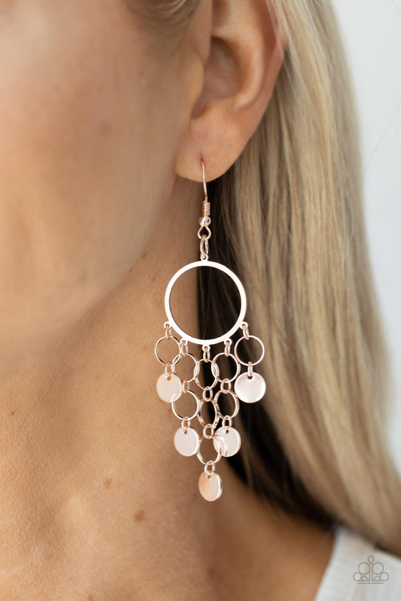 Paparazzi Cyber Chime - Rose Gold Earrings