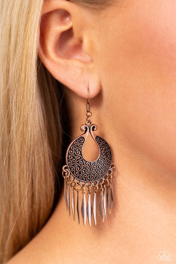 Paparazzi Tribal Charm - Copper Earring