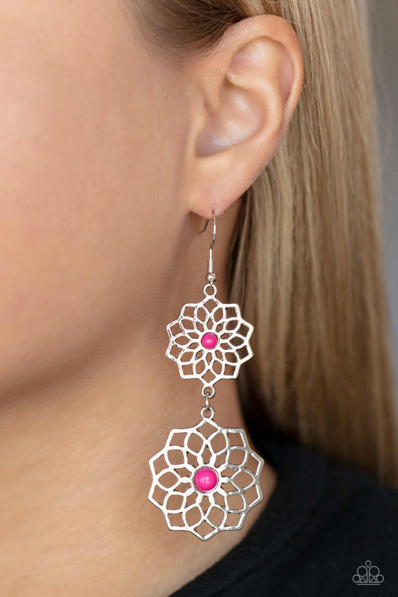 Paparazzi Posh Posy - Pink Earrings