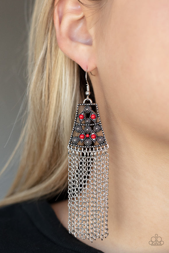 Paparazzi Cleopatras Allure - Red Earring