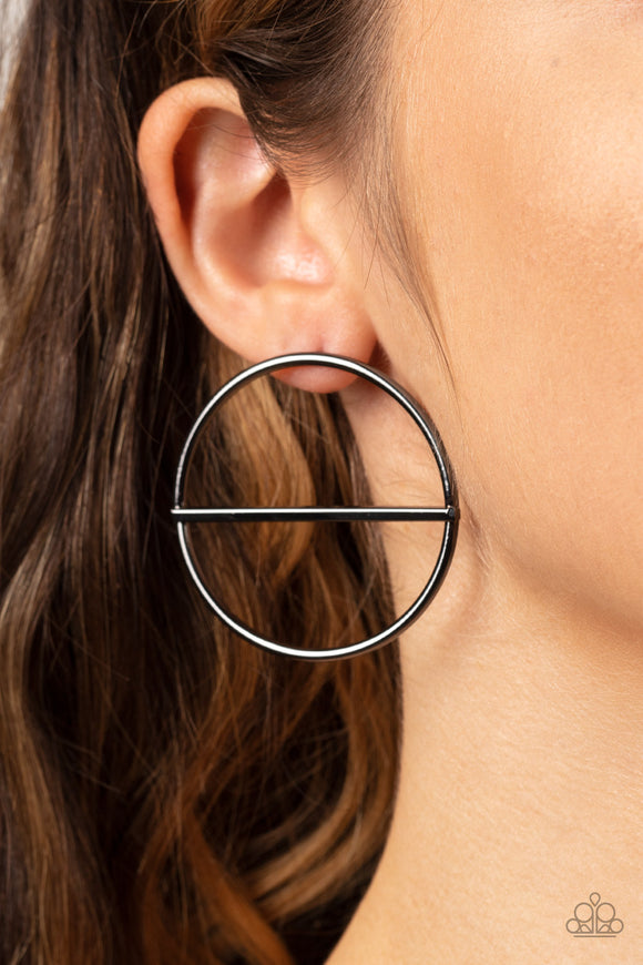 Paparazzi Dynamic Diameter - Black Earring