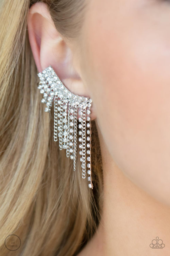 Paparazzi Thunderstruck Sparkle - White Earrings