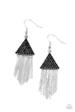 Paparazzi Pyramid SHEEN - Black Earring