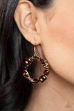 Paparazzi GLOWING in Circles - Brown Earrings