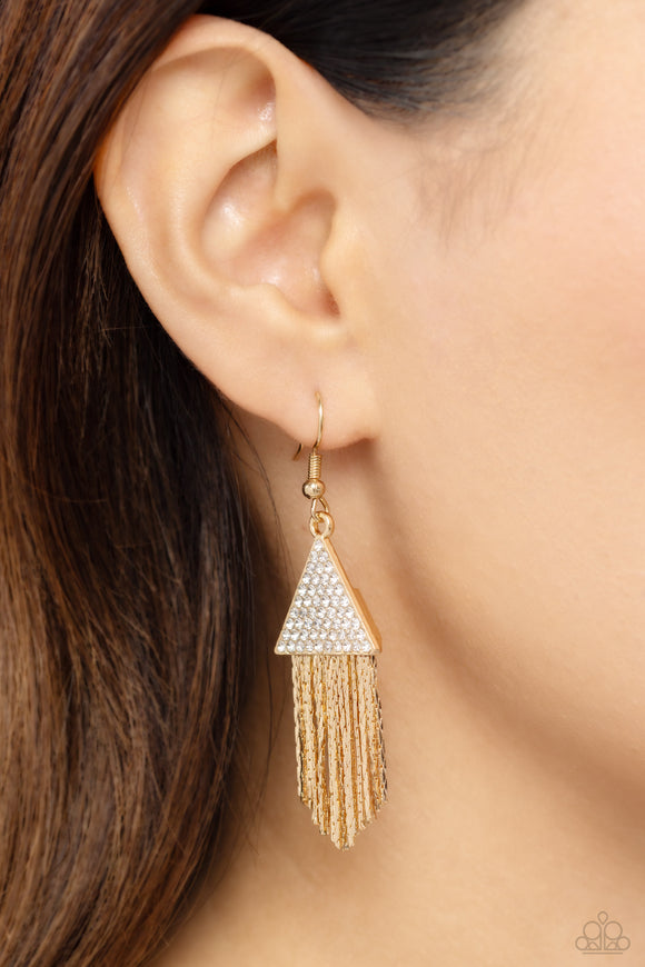 Paparazzi Pyramid SHEEN - Gold Earring