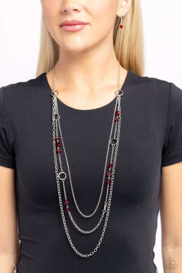 Paparazzi Starry-Eyed Eloquence - Red Necklace