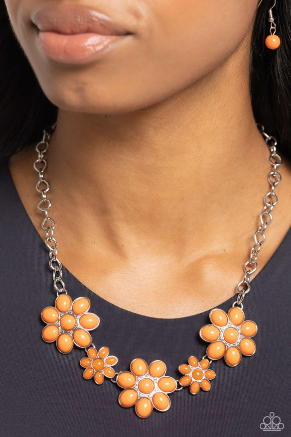 Paparazzi Flamboyantly Flowering - Orange Necklace