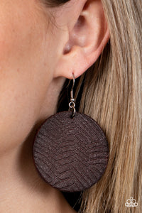 Paparazzi Leathery Loungewear - Brown Earring