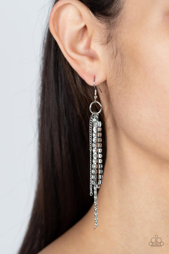 Paparazzi Swing Dance Dazzle - White  Earring