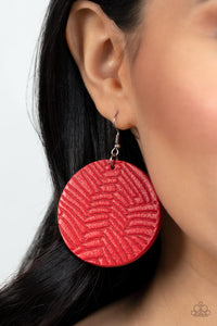 Paparazzi Leathery Loungewear - Red Earring