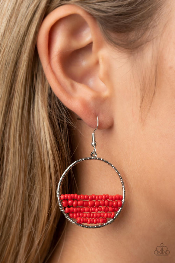 Paparazzi Head-Over-Horizons - Red Earrings
