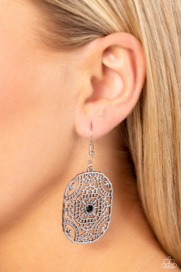 Paparazzi Greco-Roman Romance - Black Earring