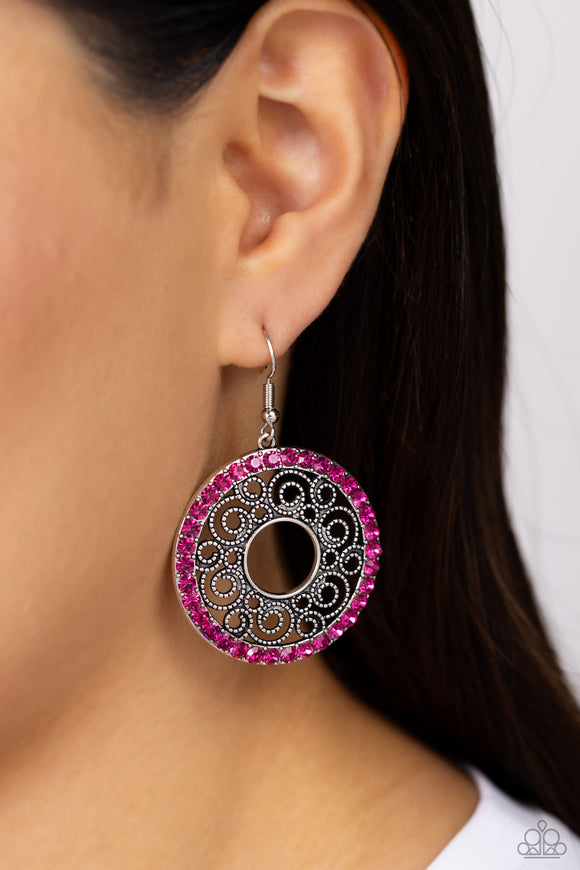 Paparazzi Whirly Whirlpool - Pink Earring