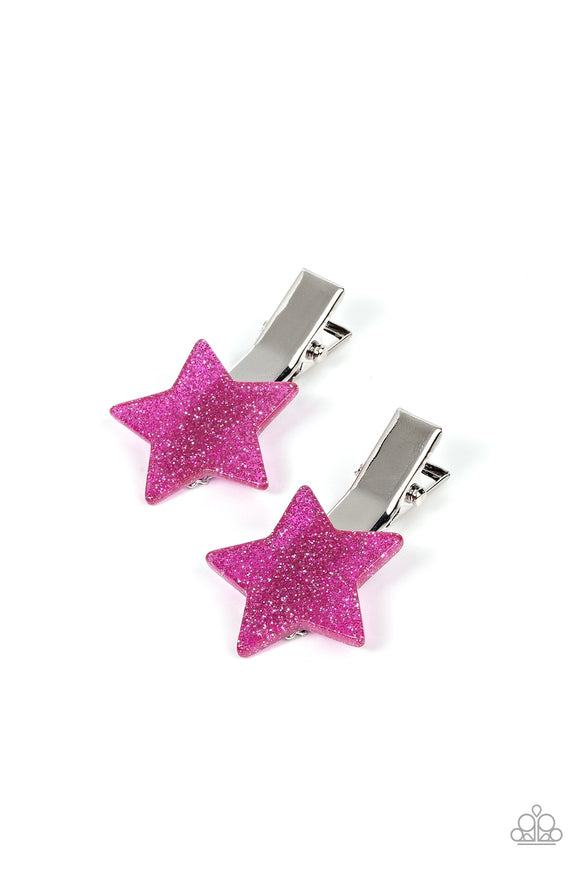 Paparazzi Sparkly Star Chart - Pink Hair Clip