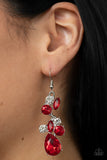 Paparazzi Rhinestone Reveler - Red Earring