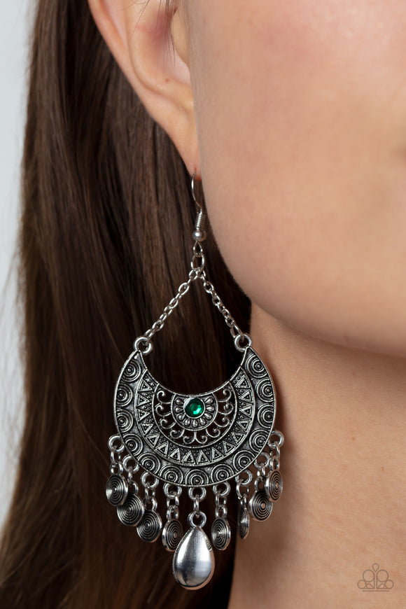 Paparazzi Lunar Allure - Green Earring