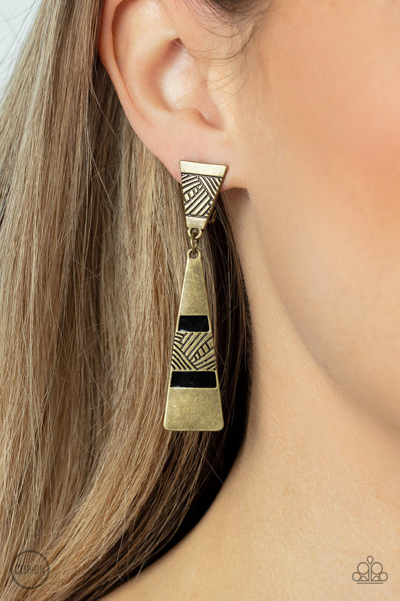 Paparazzi Safari Seeker - Brass CLIP Earring