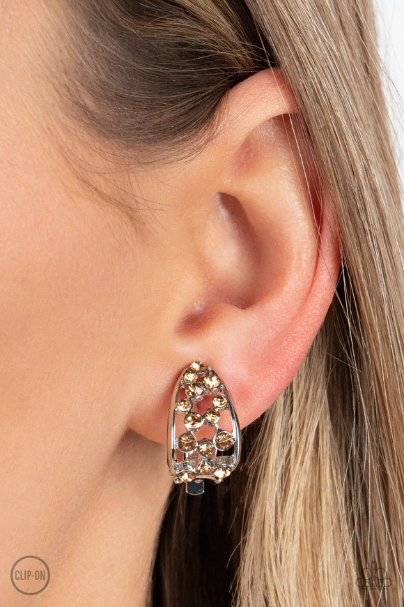 Paparazzi Extra Effervescent - Brown CLIP Earrings