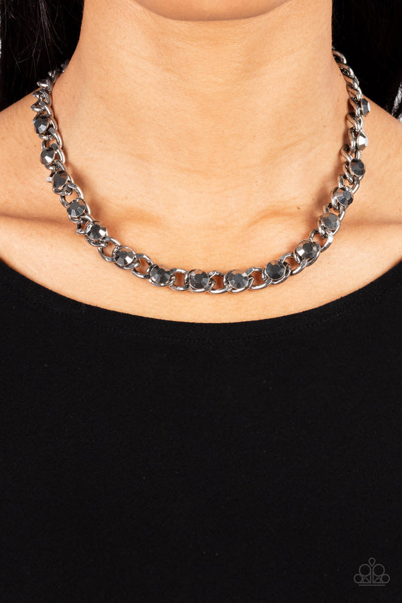 Paparazzi Major Moxie - Silver Necklace