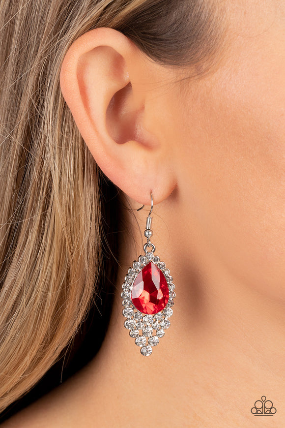 Paparazzi Glorious Glimmer - Red Earring