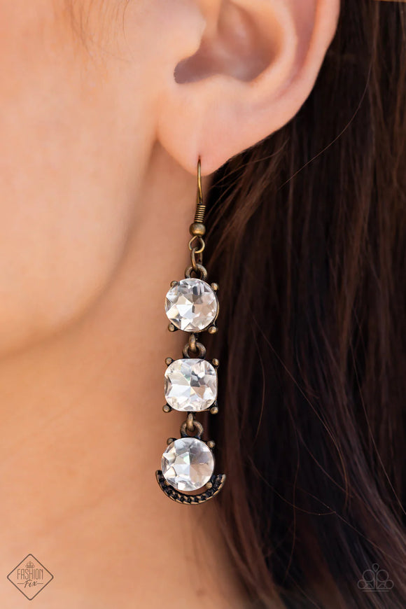 Paparazzi Determined to Dazzle - Brass Earrings