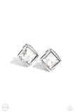 Paparazzi Sparkle Squared - White CLIP Earring