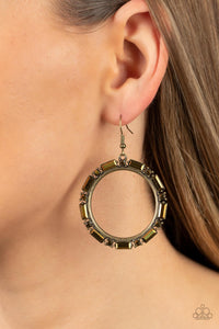 Paparazzi Gritty Glow - Brass Earring