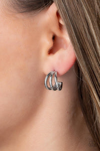 Paparazzi TRIPLE Down - Silver Earring