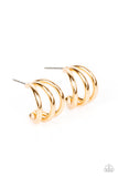 Paparazzi TRIPLE Down - Gold Earrings