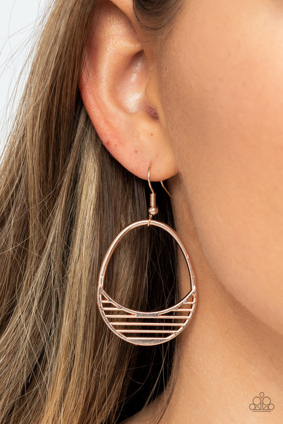 Paparazzi Segmented Shimmer - Rose Gold Earring