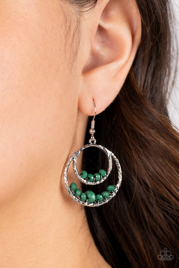 Paparazzi Bustling Beads - Green Earrings