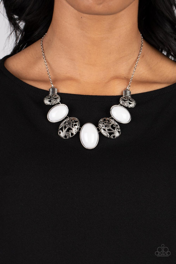 Paparazzi Patterned Paisley - White Necklace