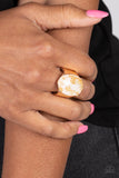 Paparazzi Gold Leaf Glam - White Ring