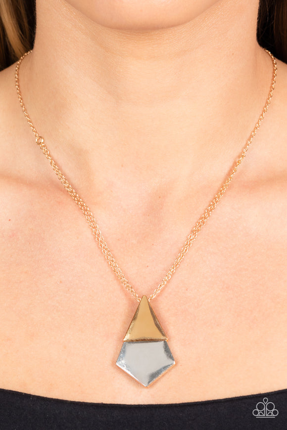 Paparazzi Posh Pyramid - Gold Necklace