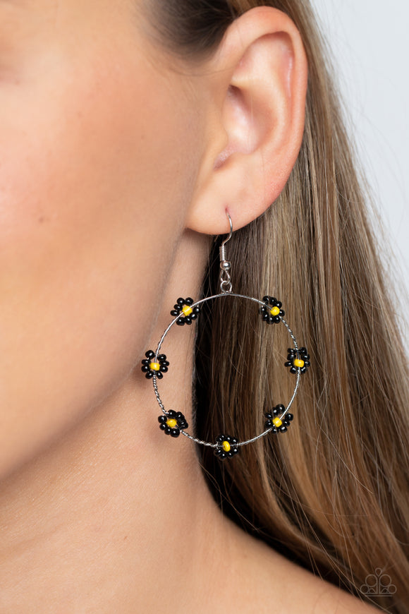 Paparazzi Dainty Daisies - Black Earring