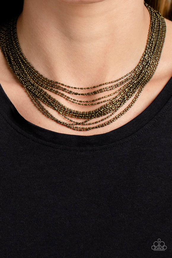 Paparazzi Cascading Chains - Brass Necklace