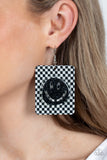 Paparazzi Cheeky Checkerboard - Black Earring