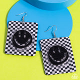 Paparazzi Cheeky Checkerboard - Black Earring