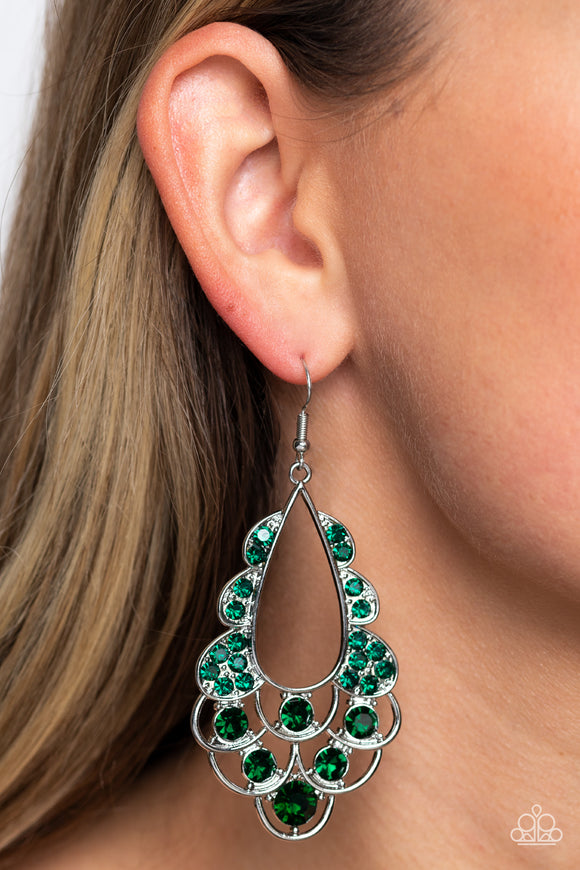 Paparazzi Majestic Masquerade - Green Earring