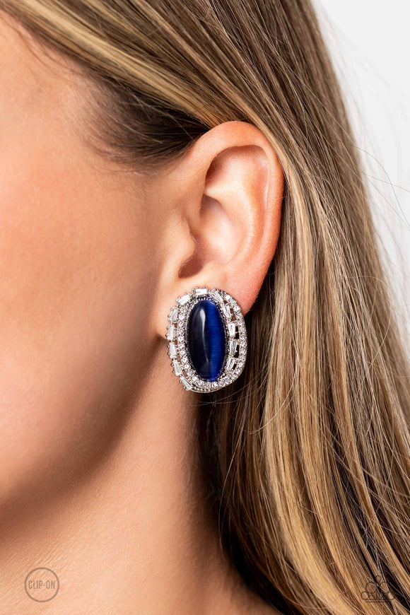 Paparazzi Shimmery Statement - Blue CLIP Earring