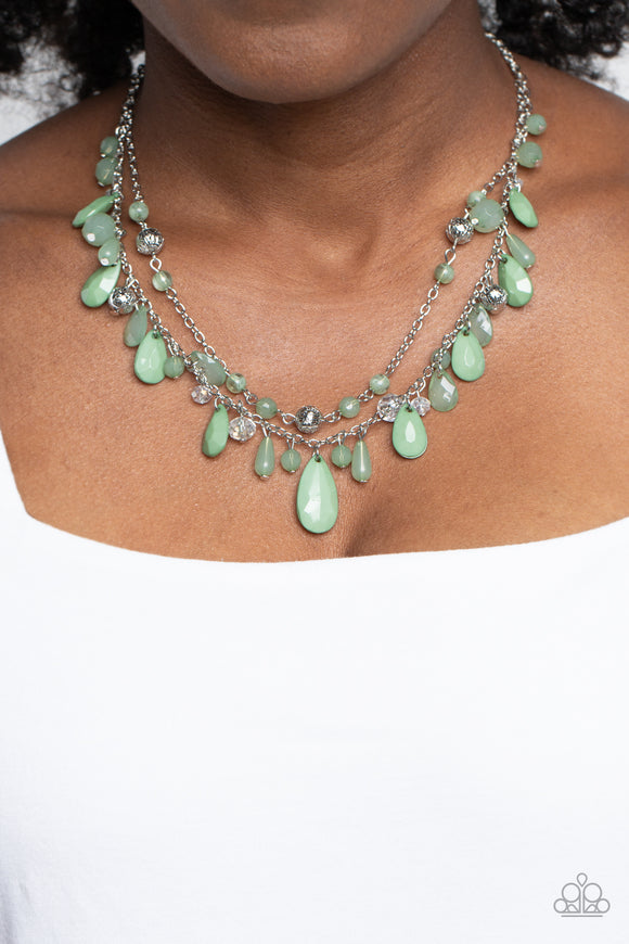 Paparazzi Flirty Flood - Green Necklace