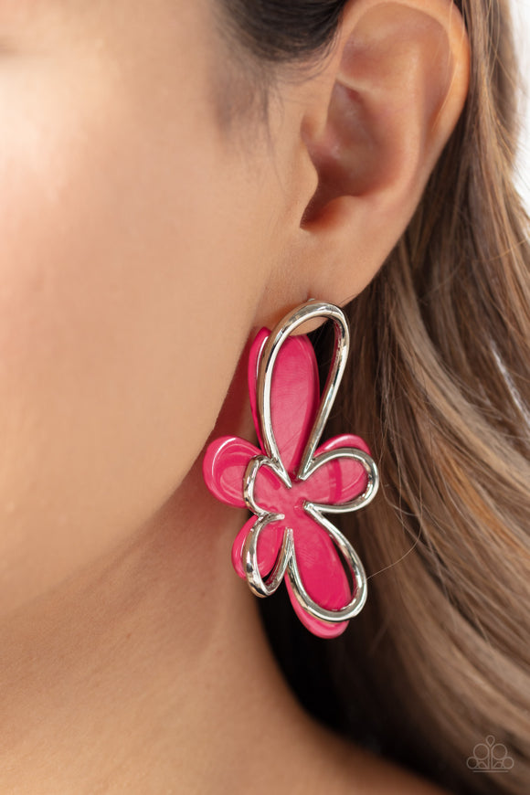 Paparazzi Glimmering Gardens - Pink Earring