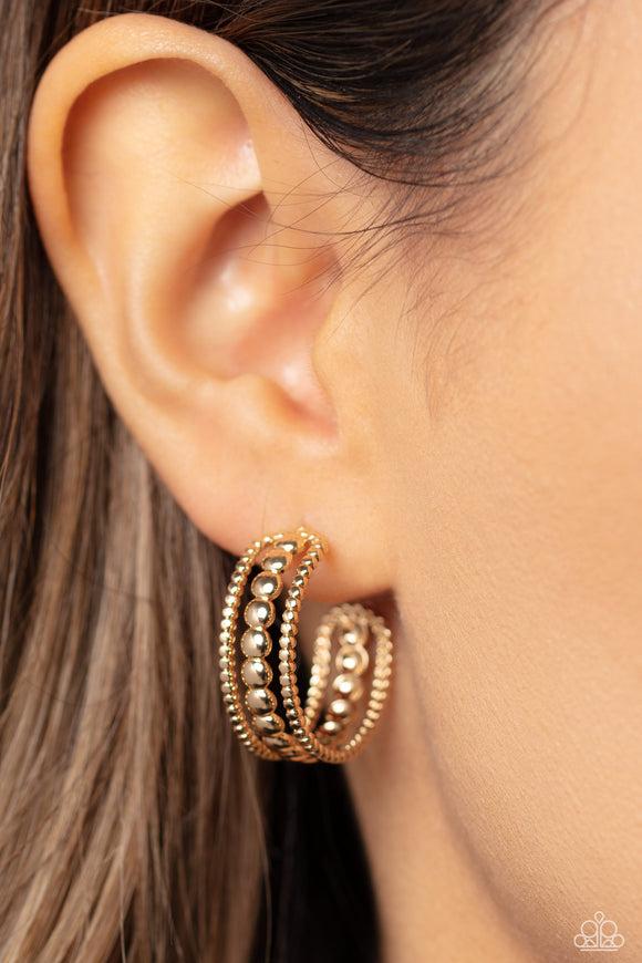 Paparazzi Dotted Darling - Gold Earring