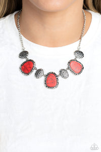 Paparazzi Badlands Border - Red Necklace