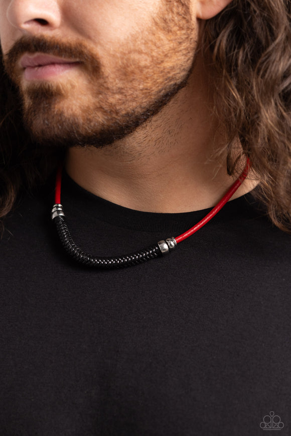 Paparazzi Corded Chivalry - Red Necklace