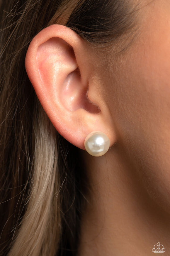 Paparazzi Debutante Details - White Earring