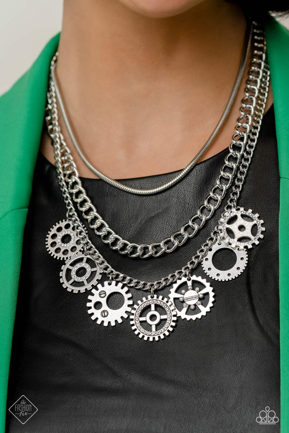 Paparazzi Running Out of STEAMPUNK - White Necklace