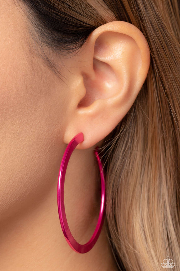 Paparazzi Pop HOOP - Pink Earring