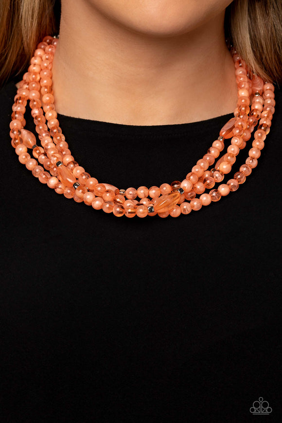 Paparazzi Layered Lass - Orange Necklace