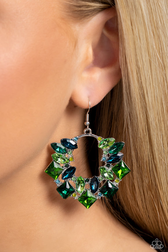 Paparazzi Wreathed in Watercolors - Green Earring